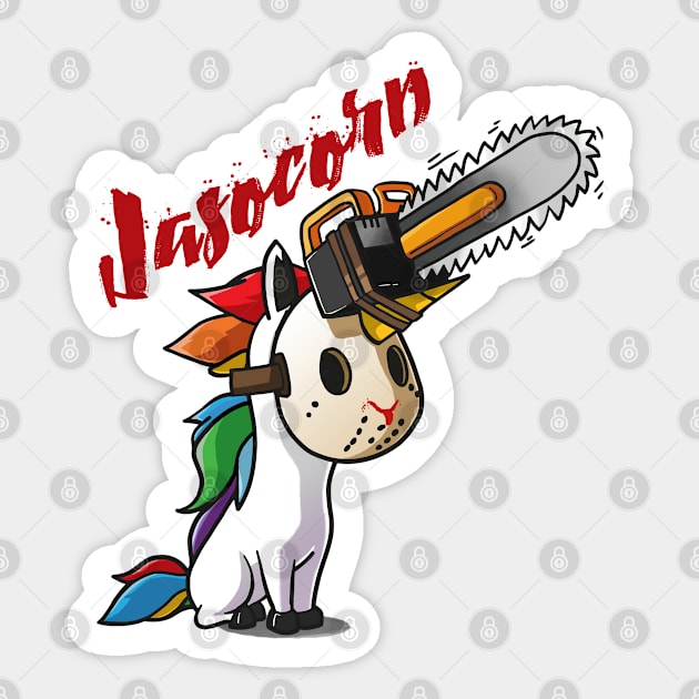 Funny Unicorn Jasocorn Halloween Illustration Gift Idea (Wight) Sticker by RedoneDesignART